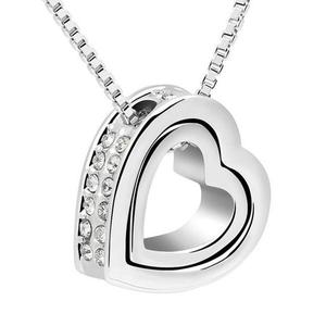 Double Heart Necklace with Crystals from Swarovski