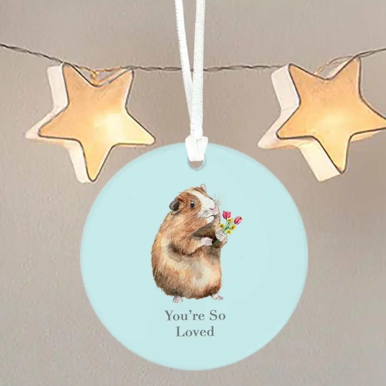 Hanging Ceramic Decoration - Guinea Pig So Loved Gift Glossy Hangable Ornament