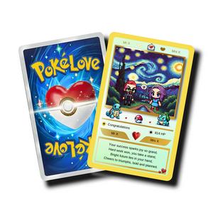 Poke Card Custom Congratulations Card Special Events Couples Gift for Men & Women Romance Gifts Pokémon-Themed PVC Card 54mm x 86mm 3D-Printed Stand Included