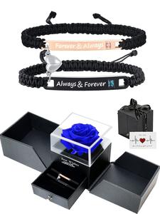Couple Bracelet with Rose Box, Fashionable Matching Bracelet for Couples, Trendy All-match & Exquisite Jewelry for Birthday Gift