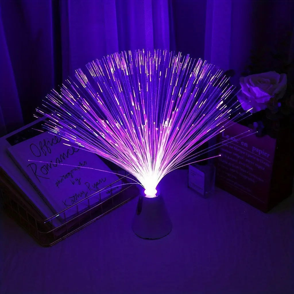 Fiber Optic Lamp, LED Color Changing with Cone Base, 7 Color Changing Night Light Lamp Home Living Interior Desgin