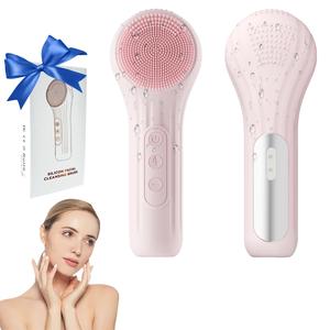 USB Rechargeable Facial Cleansing Brush, Ultra Hygienic Soft Silicone, Vibrating Thermostatic Heat Facial Deep Cleansing Electric Cleansing Brush, Facial Pore Cleansing Beauty Instrument Massage, Multi-functional Facial Cleansing Massage