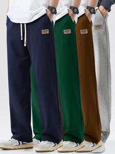 Men's Letter Print Drawstring Waist Sweatpants, Casual Comfy Loose Straight Leg Pants for Fall & Winter, Men's Trousers for Daily Wear