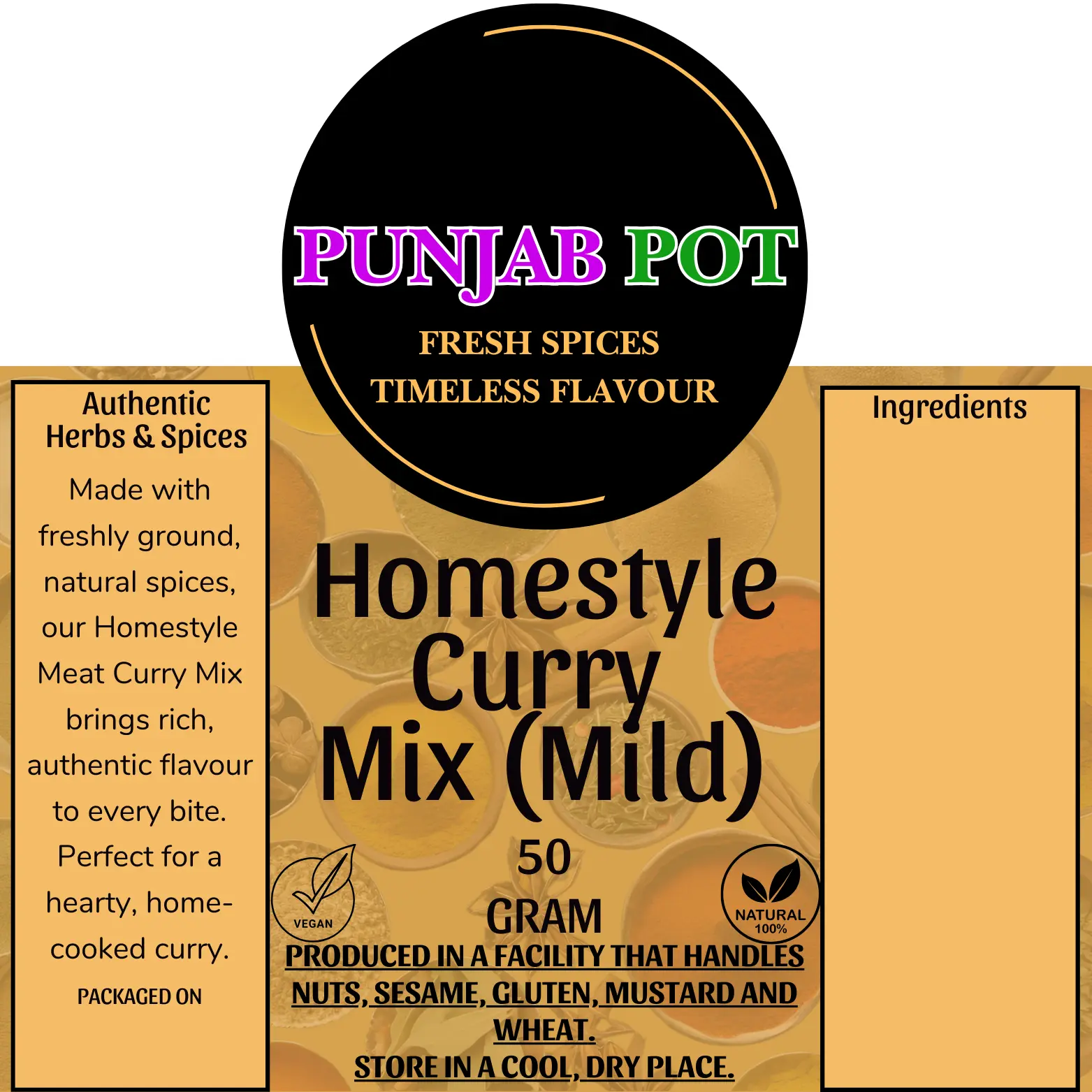 Homestyle Curry Mix (Mild) for Cooking - Delicious and Easy Flavour Natural