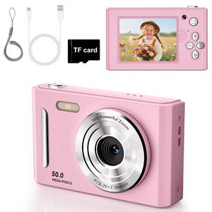Digital Camera with Dual Cameras, 2.4 Inch Screen, Video Recording, 8x Zoom, Anti-Shake, Mp3 Player, SD Card Slot, Rechargeable Portable Camera