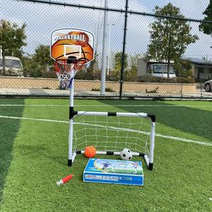 Football Goal Portable Basketball Hoop Combo, Indoor Outdoor Sports Gear, Enhances Kids' Athletic Skills, Interactive Game, Ball Sports Equipment