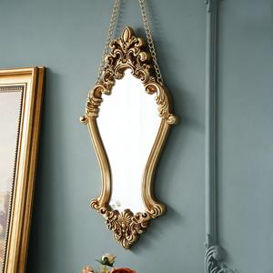 European Vintage Resin Wall Mirror, Decorative Hanging Makeup Mirror, Bathroom & Vanity Decoration, Home Art Craft Gift