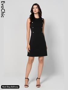 EvoChic Women's Black Cocktail Mini Dress - Sleeveless Casual Summer & Formal Wear, Comfortable & Sophisticated Design