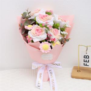 Handmade Crochet Pink Rose as a Gift for Lover Mom