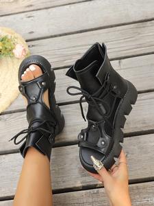 Women's Fashionable Retro, Casual Versatile Zipper Design Bohemian Trending Sandals for Summer, Lightweight Breathable Comfortable Shoes for Daily Wear