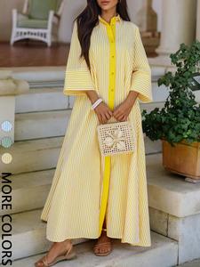 Elegant Women's Front Button Striped Collared Shirt Dress, Perfect for Office and Casual Occasions, Stylish and Comfortable, Spring