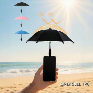 Universal Phone Clip Umbrella, Waterproof & UV Protection Mini Sun Shade, Hands-Free Anti-Glare Phone Stand for Outdoor, Beach, Camping & Car, Cute Summer Gadget Gift