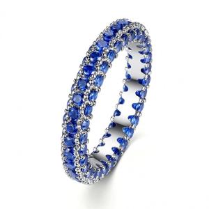 Sapphire Rhodium Plated Eternity Band