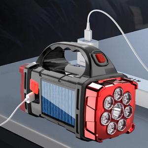 Portable Solar Flashlight, Solar Rechargeable Searchlight, USB Charging Flashlight for Outdoor Fishing, Camping, Hiking and Reading, Home Outdoor Lighting