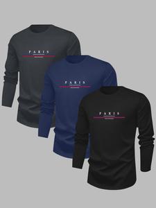 Men's Letter Print Round Neck Sweatshirt, Casual Fashion Long Sleeve Pullover for Spring & Fall, Men's Top for Daily Wear