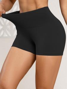 Women's Solid Color Gym Shorts, Breathable Comfortable Skinny Shorts, Ladies Sportswear for Indoor Outdoor Wear, Activewear, Swimmingshorts, Swimwear Shorts