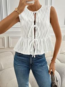 Women's Plain Tie Front Tank Top, Casual Sleeveless Top for Summer, Ladies Clothes for Daily Wear, Womenswear