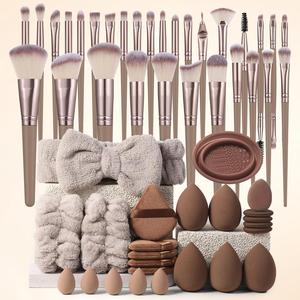 Professional Makeup Tool Set, 54pcs/set Makeup Brush Kit, Cosmetic Brush & Sponge & Puff & Headband & Brush Cleaning Bowl Set, Multi-sue Facial Makeup & Cleaning Accessories for Daily Use