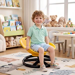 yellow round rotating sensory integration disc trainer, kids vestibular balance seat, yoga spin chair, best christmas gift for children