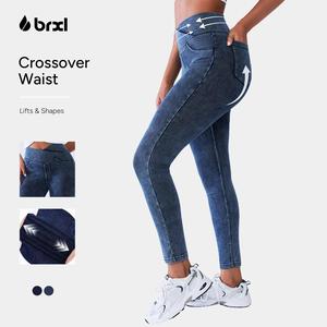 BRXLSkinny Jeans for Women Stretchy High Waisted Soft Crossover Jeggings Cotton Denim Leggings with Back Pockets Tummy Control Butt Lifting Comfort Fit No Gap Waistband All Day Wear for Casual Office Street Style Outfits-1
