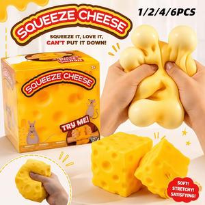 Super Soft Stretchable Cheese Stress Relief Toy XXL Slow Rebound Squishy Toy Anxiety Relief Sensory Fidget Toy Viral TikTok Party Favor for Kids & Adults