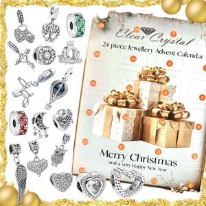 Brand New 2025 Jewellery Advent Calendar Set with 26 items of Jewellery to create Necklaces and Bracelets with Crystals
