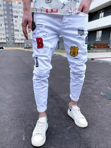 Men's Regular Fit Solid Color Ripped Jeans, Casual Comfy Slim-fitting Denim Pants for Daily Wear, Fashion Men's Bottoms for All Seasons, Cotton