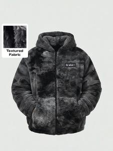 Fleece Hooded Zipper Jacket, Trendy Design with Textured Fabric, Street & Vintage Style, Warm and Unique Fashion, Zippered Jacket
