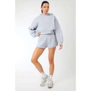 Kaiia Label Logo Curve Hem Mini Shorts Grey Marl