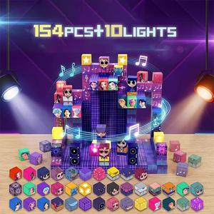 K-Pop Girl Group Magnetic Building Blocks Set, Creative Building Block, 154 Pieces, 10 Light Parts, Stem Montessori Toy, Ages 3+, Holiday Gift