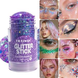Multi-Use Glitter Stick for Face, Hair & Body - Chunky Holographic Sequins, Long-Lasting Radiant Luminous Shimmer for Festival, Rave & Party Makeup