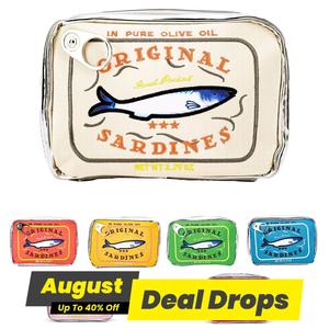 Sardines Can Design Makeup Bag, Cute Canned Sardines Style Toiletry Bag, Creative Cosmetics & Funny Travel Organizer Bag for Eye Shadow Foundation Concealer Makeup Brushes Set, Makeup Storage Bag, Makeup Case, Makeup Containers, Vintage Vanity Bag