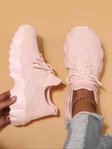 Women's Fashionable Lace Up Low Top Sneakers, Casual Comfortable Breathable Sports Running Shoes, All-match Basic Shoes for Daily Wear