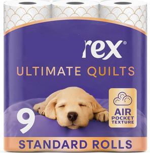 Ultimate Quilts Toilet Paper 9 Rolls, Air Pocket Technology for Soft, Thick Sheets -Pack of 9 Quilted Toilet Rolls, FSC Certified