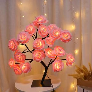 Rose Flower Design Tree Night Light, USB Powered Table Lamp, Room Lights for Bedroom, Holiday Decoration Light For Indoor Bedroom, Valentine's Day Gift, Nightlight For Bedroom,Christmas Gifts For GF