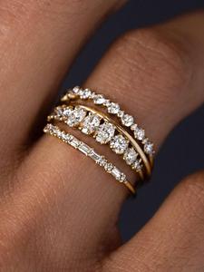 Women's Elegant Rhinestone Decorated Ring, Fashion Rings Jewelry, Trendy All-match & Exquisite Jewelry