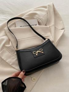 Women's Bow Decorated Shoulder Bag, Ladies Handbag Shoulder Purse, Fashionable Solid Color Bag for Daily Used, Casual Trendy Versatile High-quality Elegant Commuter Bag, Casual Trendy Minimalist Purse, Casual Trendy Purses