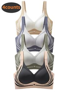 Women's Colorblock Patchwork Wireless Bra, Soft Comfortable Breathable Backless Bra, Women's Lingerie for All Seasons