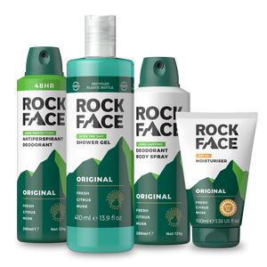 Rockface Original Scent Kit for Men | Shower Gel, Moisturiser, Deodorant & Body Spray | Fresh Citrus Scent | Long Lasting Scent