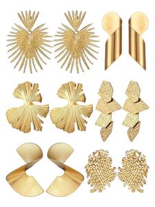 6 Pair Gold Statement Earrings for Women Dangle Earrings Set Large Gold Geometric Earrings Woven Twisted Leaf Earring Jewelry Gift Gold Chunky Earings for Women