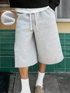 Men's Casual Wide Leg Shorts, Elastic Drawstring Waist, Soft Comfortable Fabric, Perfect for Daily Wear & Sports Activities