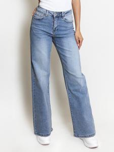 Women's Trendy Pocket Denim Mid-Rise Stretch Wide Leg Jeans