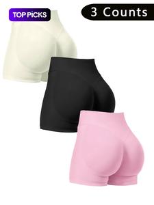 Women's Solid High Waist Sports Shorts, Breathable Comfortable Seamless Skinny Shorts, Ladies Sportswear for Indoor Outdoor Wear