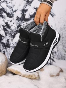 Women's Winter Snow Boots, Arctic Warmth Anti-Slip Thick PVC Sole, Fleece Lined Slip-On Outdoor Hiking Shoes, Round Toe Design