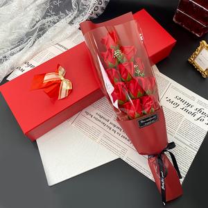 Artificial Rose Bouquet Gift Box, 1 Count Summer Faux Flower Bouquet , Decoration Flowers For Wedding, Party, Anniversary, Birthday, Birthday Gift