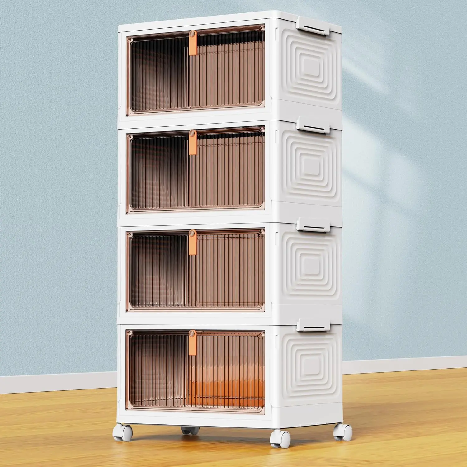 Storage Boxes with Lid - Storage Boxes with 1 Lid 23L, 4-Tier Plastic Storage Box with Lid, Plastic Storage Drawers, Stackable Storage Boxes,Storage Organiser for Bedroom Living Room Switch