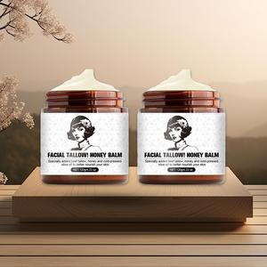 Tallow Honey Balm, Natural Unscented Cream for The Face and Body, Moisturizing Balm for Sensitive Skin, Skin Care Product for Women and Men