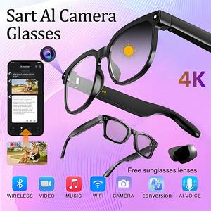 Smart AI Camera Glasses (8MP, Photochromic Lenses) – Button-Touch Control for Travel & Outdoor Adventures, Hands-Free Capture, Bluetooth Wireless Video Recording, UV Shield, Lightweight Wearable Design