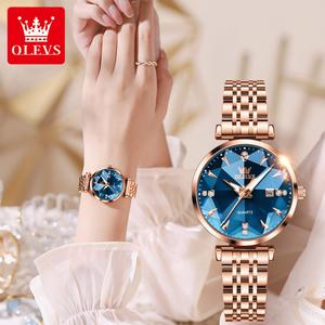 OLEVS Women‘s Luxury Watches  Quartz Simple Dress Ladies Watch Rose Gold Stainless Steel Original Watch Waterproof Luminous Date Luxury Diamond Small Wristwatch Fashion Analog Female Reloj Muje 5536