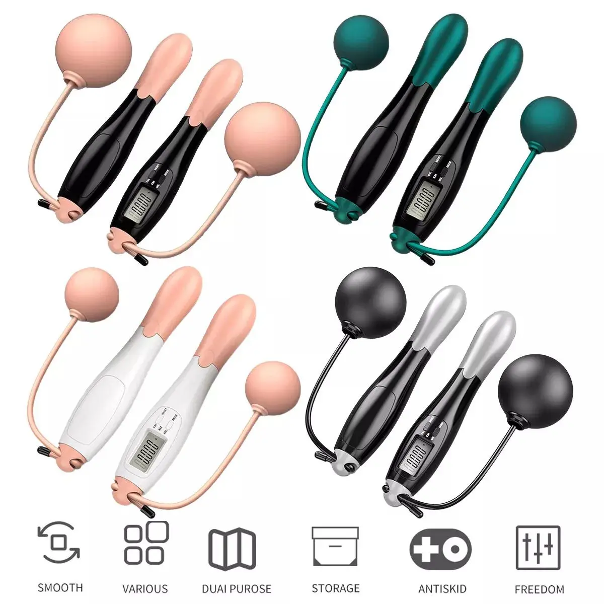 Cordless Skipping Rope, Digital Wireless Jump Rope Adjustable Weights/Length Jumping Rope with Calorie Counter, Weighted Jump Rope for Fitness, Crossfit, Exercise, Boxing, MMA, Gym skipping  rope smart skipping  rope cordless  skipping  rope